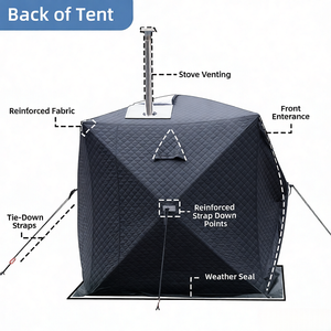 OEM 便携式桑拿帐篷 3 层隔热 600D 牛津阻燃户外桑拿帐篷，适用于冰浴露营 - Product Image 3