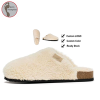 Chaussons douillets en fourrure personnalisés, doublure en peluche douce, confortables, pour l'intérieur et l'extérieur, soutien de la voûte plantaire, chaussures en liège chaudes à enfiler