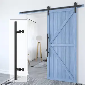 Maçaneta de porta de celeiro em aço carbono 304 resistente, moderna, preta, para escritório doméstico, hotel, apartamento, com vidro e madeira