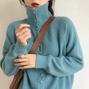 <span class=keywords><strong>Cardigan</strong></span> a collo alto lavorato a maglia 2024 autunno e inverno nuovo maglione sfuso coreano stile pigro - Product Image 2