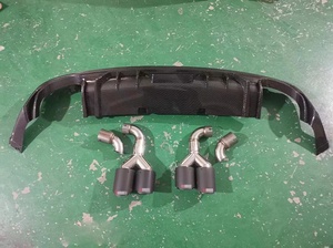 Car Rear <strong>Spoilers</strong> Diffuser Lip With Exhaust Pipes for MG 6 <strong>MG6</strong> 2020 2021 2022 Gloss Black Carbon Fiber Color - Product Image 3