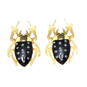 Pendientes de Moda con Diseño de Insecto, Acero Inoxidable 316L, Baño de Oro PVD, Esmalte Negro - Product Image 2