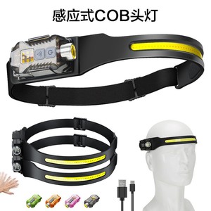 Lampe frontale à capteur en silicone COB, 1200 mAh, rechargeable, pour la conduite nocturne en extérieur, la pêche, lampe frontale LED avec détection de mouvement - Product Image 3