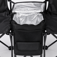 Chaise pliante double en Oxford 600D noir mat imperméable avec parasol amovible et glacière