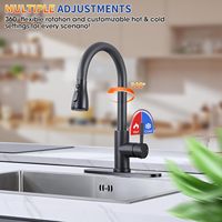 Robinet de cuisine MEYBERT à arc haut, mitigeur d'évier en acier inoxydable à poignée unique avec douchette extractible, robinet commercial 3 fonctions