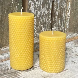低价批发价香薰100% 天然蜂蜡纯黄柱状蜂蜡蜡烛
