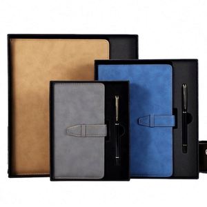 Ensemble cadeau de carnet et stylo personnalisés A4 A5 A6, noir, bleu, marron, journal d'affaires avec boîte en mousse EVA, cadeau promotionnel, ensemble de carnets - Product Image 1