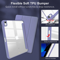Étui intelligent magnétique en TPU souple avec coque arrière transparente en acrylique pliable pour iPad Pro 12.9 Air 4 5 iPad 2022 10e génération 10.9 pouces