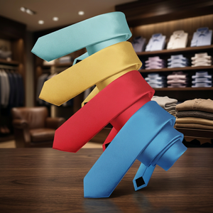 Cravates pour hommes en polyester de haute qualité, couleur unie, respirantes, teintes, pour affaires, décontractées, mariages, fêtes, large, marque turque OEM - Product Image 3