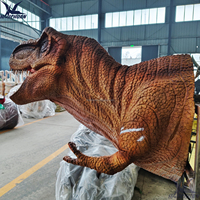 Tête de dinosaure animatronique grandeur nature en silicone et métal, robotique et mécanique, pour la décoration des centres commerciaux et l'utilisation publique