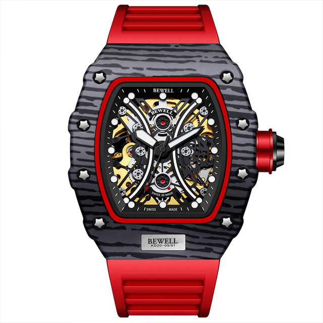 Mechanical Movement Watch Alloy Watch With Silicone Strap