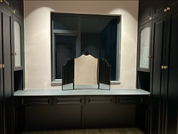 Miroir pliant à trois faces de style européen vintage avec motifs sculptés - Miroir de maquillage pour coiffeuse