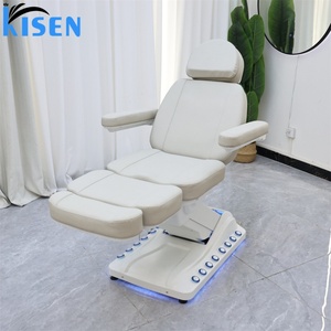 KISEN Modern Luxurious High Quality Beauty Bed with LED Light Foot Control 3 Motor Electric Massage Adjustable Salon Spa Bed - Product Image 2