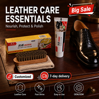 Crema para Zapatos Hei Niu de Secado Rápido, Color Negro, en Tubo de 35g, Fácil de Limpiar, No Deja Residuos Pegajosos, Brillo y Protección