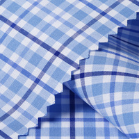 Tissu tissé de haute qualité en coton 100% teint en fil, à carreaux gingham bleu clair, pour chemises, blouses et robes pour hommes, filles et garçons, vente en gros sur mesure