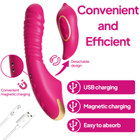 9-Frequenz Wasserdichter Vibrator mit Vaginaler Erwärmung, Saugfunktion und Einziehbarer Kombination für Weibliche Masturbation