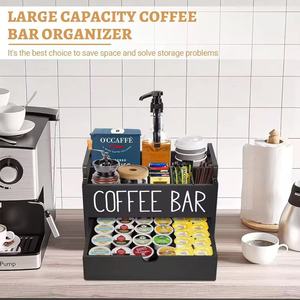 Boîte de rangement pour dosettes de café avec compartiments, grande capacité, sans couvercle, couleur unie, pour le bureau et la maison - Product Image 2
