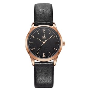 Montre à quartz imperméable de style couple, cadran argenté minimaliste, chiffres arabes, bracelet en cuir noir, montre décontractée pour homme et femme - Product Image 5