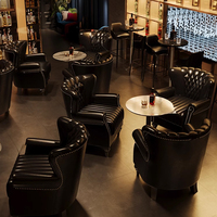 Style noir Bar salon fauteuil Table ensemble discothèque Bistro bière Cocktail Pub personnalisé en cuir haut destin éponge canapé simple