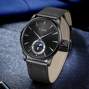 High Quality Men's Quartz <b>Watch</b> Alloy <b>Case</b> Glass Dial Customized Fashion Business PU Band Calendar Wristwatch - Product Image 1