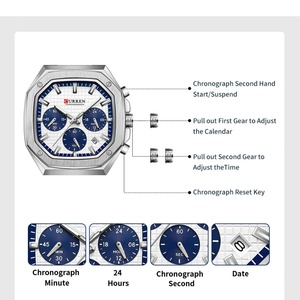 Reloj CURREN 8459 para Hombre, Superventas, Esfera Blanca con Cronógrafo, Estilo Deportivo Clásico, Manecillas Luminosas, Relojes de Cuarzo - Product Image 4