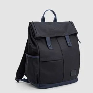 Floding Black Business Large Laptop Backpack Custom England Style Canvas Student Backpacks Computer Bag