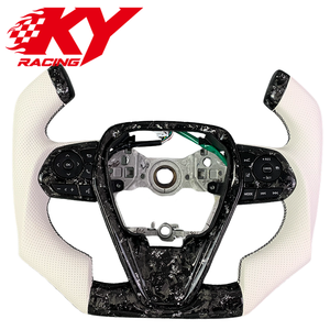 Volante de carreras estilo F1 personalizado de fibra de carbono forjada con cuero blanco para Toyota Camry TRD SE XSE XLE GR Corolla 2018-2026 - Product Image 1