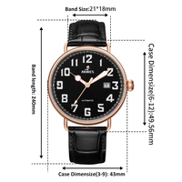 Montre mécanique à mouvement automatique avec logo personnalisé, 50 pièces, boîtier en acier inoxydable, grand cadran en émail, bracelet en cuir luminescent, 41 mm pour homme