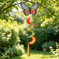 Décor de jardin suspendu en spirale arc-en-ciel 3D, papillon coloré, résistant à l'eau, pour l'extérieur, 110 cm