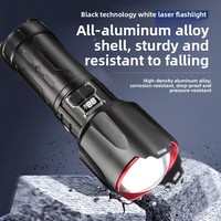 Lampe torche laser en alliage d'aluminium blanc, haute puissance, rechargeable, portable, multifonction, affichage numérique, double interrupteur, zoom 46800