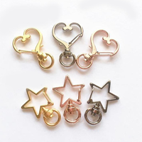 100 porte-clés étoile, mignon, cœur, or rose, argent, accessoires pour sac, breloques, fermoirs homard à crochet, lanière avec porte-clé
