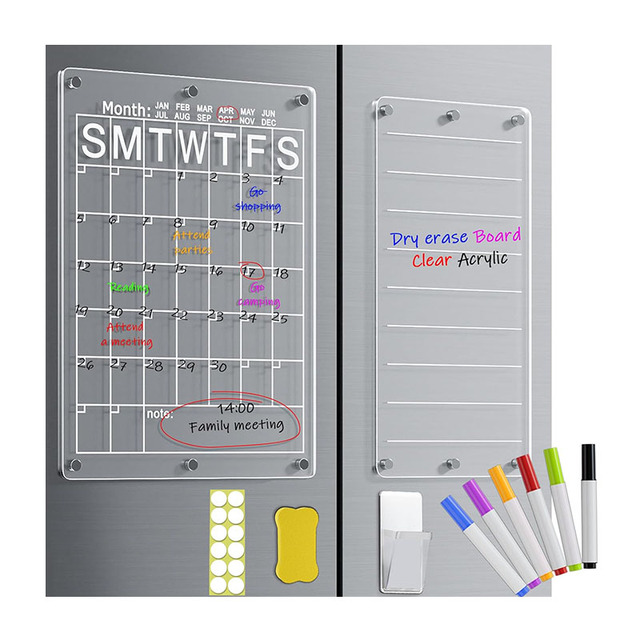 Customized Refrigerator Magnet Dry Erase Weekly Planner Magnetic Acrylic Note Board for Fridge