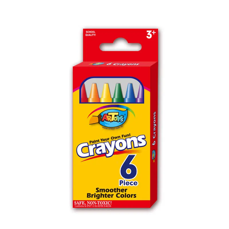 Factory supply non toxic 0.8cm small 6 colors pack wax crayons