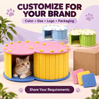 Maison pour chat en feutre double rond, lit cachette pour chat d'intérieur, couleur personnalisée, mobilier pour animaux de compagnie, vente en gros