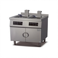 Friteuse Commerciale Verticale Électrique à Induction avec Levage Automatique, Filtration d'Huile Automatique, Chauffage par Convection Double Carburant, Économe en Énergie
