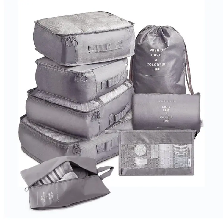 8 Set Packing Cubes Travel Bag Set Luggage Storage Organizer