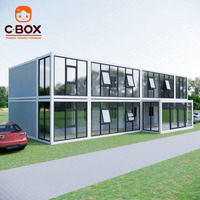 Edificio de Oficinas Modular de Dos Pisos con Muro Cortina de Vidrio Cbox, Casa Contenedor Modular de Doble Planta
