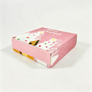 Cajas de Regalo Navideñas, Cajas de Papel con Diseño de <span class=keywords><strong>Pueblo</strong></span> Invernal Rosa para Regalos Navideños - Product Image 3