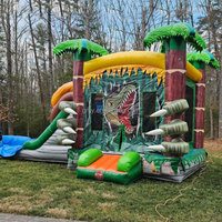 Promenade gonflable sèche ou humide commerciale de lune de PVC sautant la maison de rebond de dinosaure commerciale avec la glissière