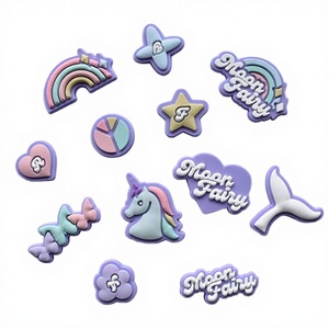 PVC Clog Shoe Charms Button Flowers Unicorn <b>Rainbow</b> Cartoon Promotion Gifts Souvenirs Decoration Purple Vietnam Factory <b>Light</b> - Product Image 3