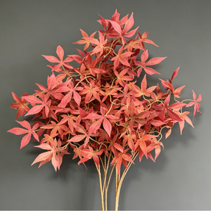 Feuilles d'érable artificielles Meiduo Flower Industry, branche unique, brun rougeâtre, en plastique et tissu, plante décorative d'intérieur - Product Image 3