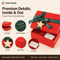 Boîtes cadeaux rigides en deux parties personnalisées de luxe EAZYPACK, couleur rouge, pour les cadeaux de Noël et du Nouvel An, avec ruban et nœud, vente en gros et logo personnalisé