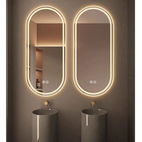 Miroir Intelligent Ovale Arc Anti-Buée LED Illuminé pour Projet Hôtelier