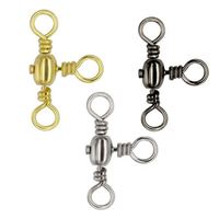 Connecteur de pêche en mer à trois voies pour la pêche en eau salée, avec émerillons roulants et accessoires de pêche en forme de baril