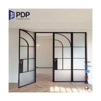 Puerta Francesa Doble de Estilo Vintage PDP, Construcción de Aleación de Aluminio, Mosquitera de Fibra de Vidrio para Uso Interior/Exterior, Dormitorio, Villa