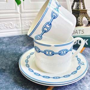 Ensemble de 4 assiettes à dîner en porcelaine fine de luxe, chaîne en fer bleue, prix d'usine - Product Image 6