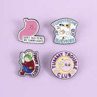 Meilleures ventes : Badges à revers personnalisés mignons en forme de grenouille et de chat, thème 'Club des maux d'estomac', en alliage de zinc et émail souple, faible MOQ, pour sac à dos