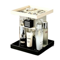 Organisateur de maquillage rotatif en acrylique, boîte de rangement cosmétique transparente, support pour soins de la peau et parfums, présentoir de vanité, organisateur transparent