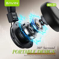 BAVIN BH59 HiFi Sound ANC, Headset aktif penghilang kebisingan versi 5.3 BT dengan kodeks AAC dan mikrofon