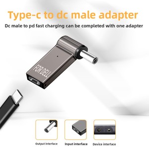 Adaptateur de charge pour <span class=keywords><strong>ordinateur</strong></span> portable USB Type C femelle vers DC 4,5 x 3,0 mm mâle, connecteur de chargeur d'<span class=keywords><strong>alimentation</strong></span> PD 100W, embout rond - Product Image 2